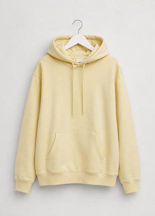 Женское утепленное худи creator studio (h&amp;m) xs m пастельно-желтое однотонное (12345747-15)