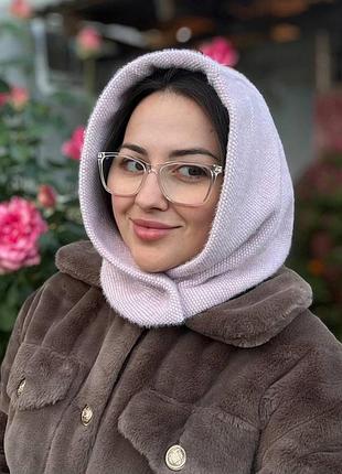 Капюшон капор утепений на кнопках з флісом seline пудровий
