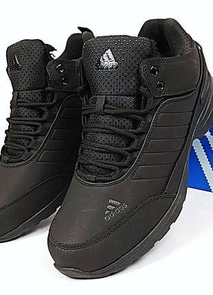 Зимние мужские кроссовки с мехом adidas gore-tex мужские черные кожаные на меху адидас гортекс (размеры: 41,42,43,44,45,46)