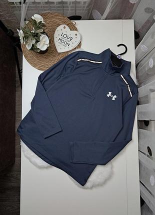 Темно-синий спортивный лонгслив на молнии от under armour оригинал 10-11 лет (137-147)
