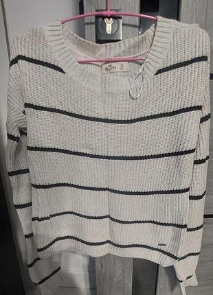 Светр жіночий hollister у смужку білий, чорний xs-m