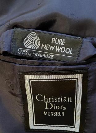 Винтажный двубортный мужской пиджак christian dior monsieur (100% pure new wool)