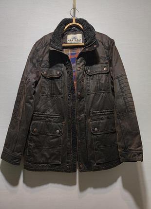 Британська вощена куртка з вельветовим коміром коричневий койот mantaray military utility wax waxed canvas jacket l