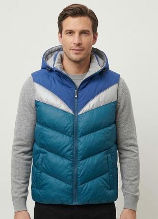 Жилетка чоловіча з капюшоном (cobalt/silver/teal) 2