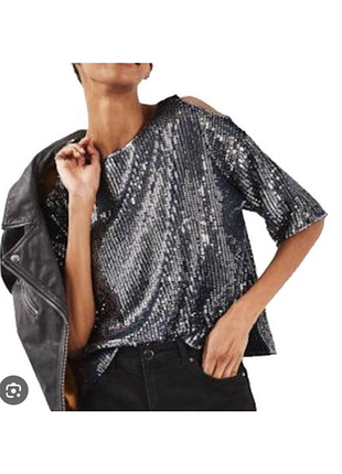 Жіноча блуза topshop з паєтками, срібляста