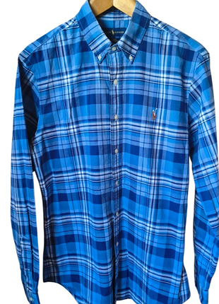 Плотная мужская рубашка polo ralph lauren slim fit (l) в клетку - идеальное состояние!