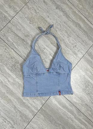 Vintage miss sixty y2k pretty sexy jeans top corset womens size m джинсовий топ