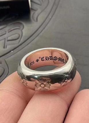 Лаконічне широке кільце chrome hearts «forever/floral cross»