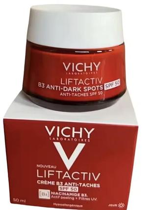 Антивозрастной крем для лица vichy liftactiv b3 anti-dark spots cream spf 50 50 мл — от пигментных пятен и морщин