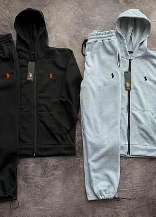 Спортивный костюм кофта&nbsp; зип + штаны на затяжках polo на флисе