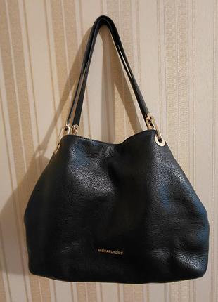 Сумка michael kors из натуральной зернистой кожи черного цвета