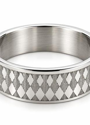 Чоловіча каблучка з нержавіючої сталі з ромбоподібним геометричним візерунком срібляста розмір 21