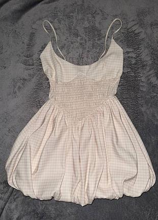 Міні сукня zara gingham bubble mini dress