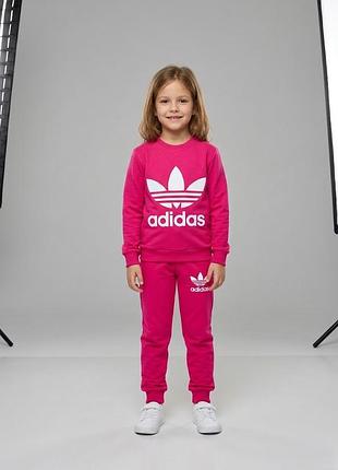 Дитячий спортивний костюм adidas (світшот та штани),малиновий, 98-104