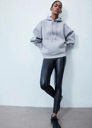Нові шкіряні леггінси лосини h&m на флісі розмір xl теплі лосини під шкіру