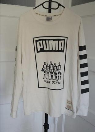 Чоловічий лонгслів puma black fives кремовий
