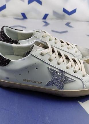 Кросівки жіночі golden goose superstar білі з блискітками