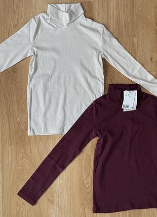 Водолазки для дівчаток h&m, молочний та бордовий, 6-8 років, трикотаж