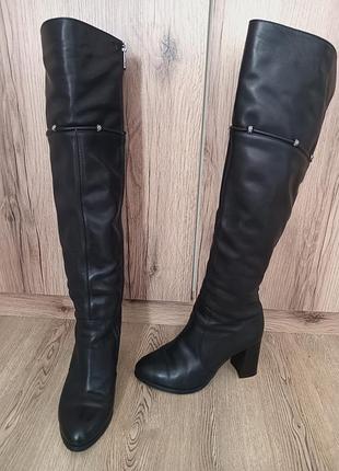 Зимние кожаные ботфорды modern fashion р.39[утеплитель стриженый мех и плотный флис].