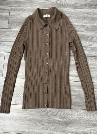 Коричневий жіночий кардиган у рубчик  primark