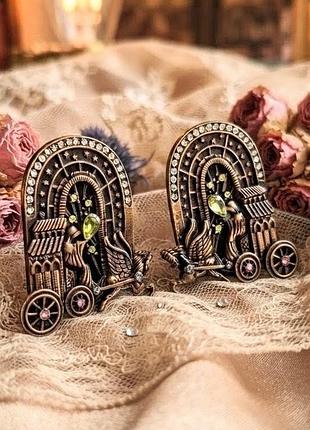 Серьги celestial fantasy star arch pegasus chariot/carriage, «небесная фантазия: колесница пегаса с звездной аркой» 3,5 см