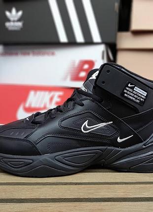 Кросівки nike m2k tekno mid високі чорні з білим зимові