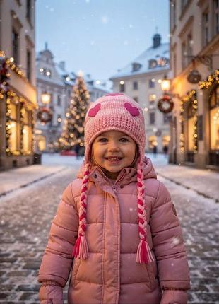 Шапка на девочку из акрила и шерсти, на осень и зиму.