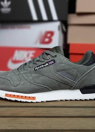 Кросівки reebok classic army green хакі з зеленим