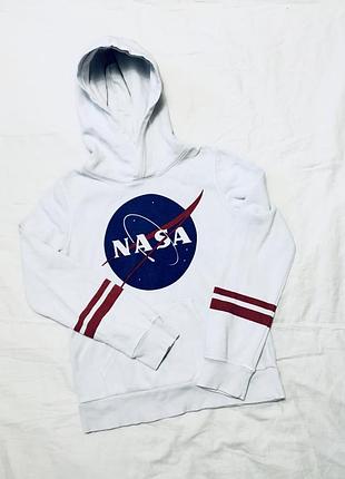 Худи nasa на 11-12 лет 146-152см оригінальна толстовка кофта с капюшоном красива біла