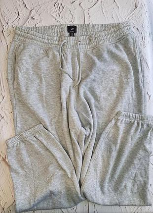 Спортивные штаны джоггеры h&amp;m relaxed fit серые с начесом, мужские, xl