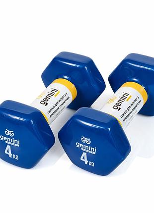 Гантели для фитнеса gemini sport 2×4 кг - виниловые гантели для тренировок, аэробики и силовых упражнений (пара) синий