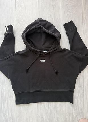 Кофта чорна з капюшоном adidas оверсайз