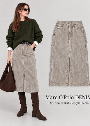 Marc o’polo denim — джинсовая юбка миди в полоску, w29( 38 м)