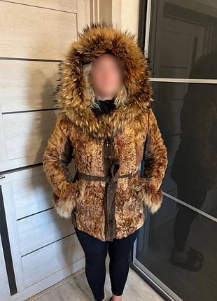 Шуба жіноча atun натуральна, коричнева, розмір 50-52 (l)