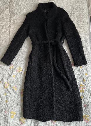 Жіноче пальто zara manteco чорне вовняне xs-s