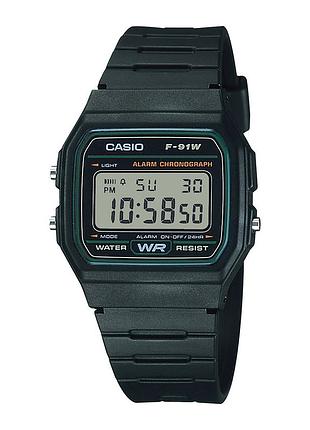Електронний годинник унісекс casio f-91w-3d полімерний ремінець сірий дисплей