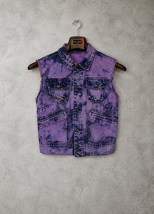 Женская джинсовая жилетка diesel с эффектом кислотной варки (chemical / acid wash)