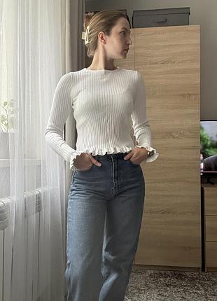 Жіночий укорочений лонгслів білий