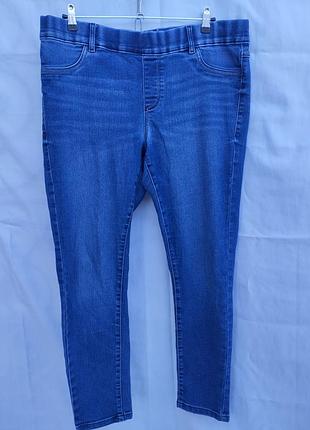 Джеггинсы maxi blue, женские, молодежные, большой размер - 4xl, хлопок,эластан, осень, весна.