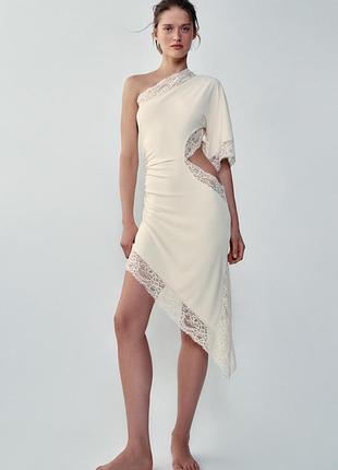 Сукня жіноча бежева мереживна zara new