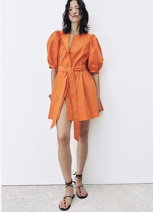 Коротка сукня жіноча zara помаранчева бавовняна xs