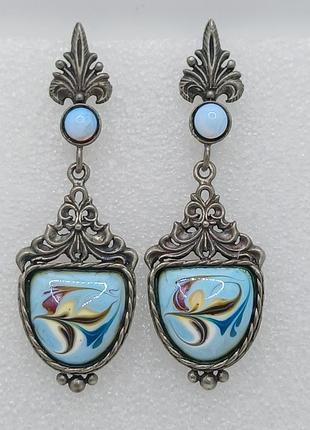 Серьги сережки финифть