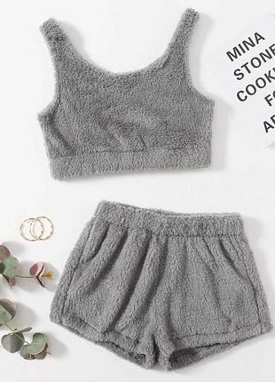 Плюшева піжама shein топ шорти