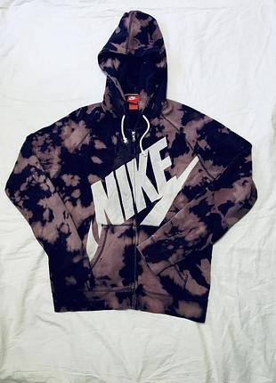 Толстовка nike nsw swoosh оригінальна з тай дай ефектом tye-dye кофта с капюшоном худи