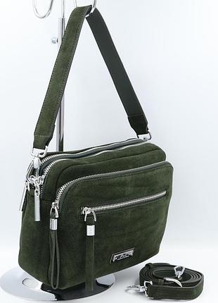 Сумка женская замшевая polina & eiterou c1120-f d.green