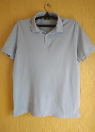 Футболка поло massimo dutti мужская р. l голубой хлопок 100%.