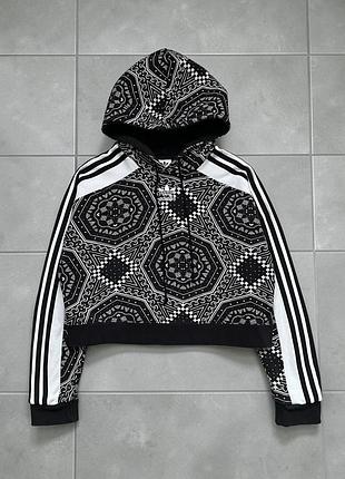 Оригінальне жіноче вкорочене худі реглан толстовка кофта adidas