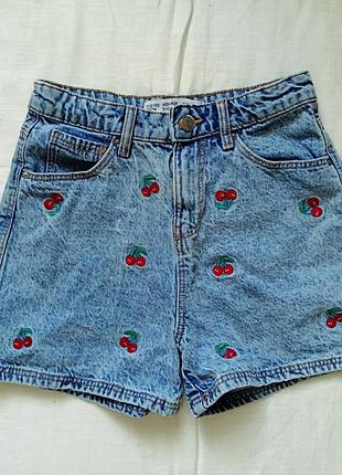 Шорты джинсовые с вишнями высокая талия denim co higt rise short 11-12 лет