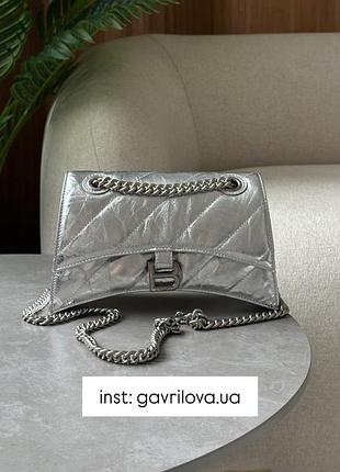 Сумочка crush small chain bag quilted in silver🤍