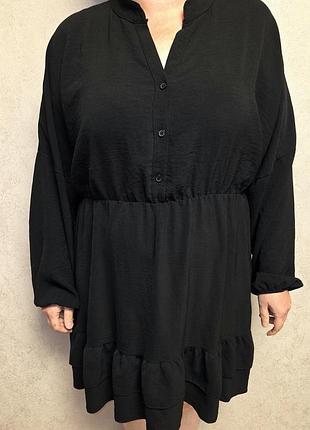 Чорна сукня-сорочка з воланами boohoo р.18(xl‐xxl)(50-52)